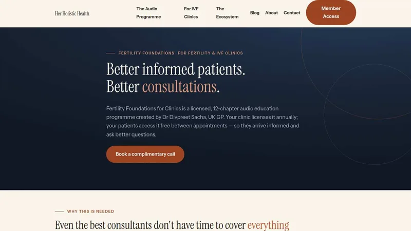 The Fertility Foundations for Clinics page